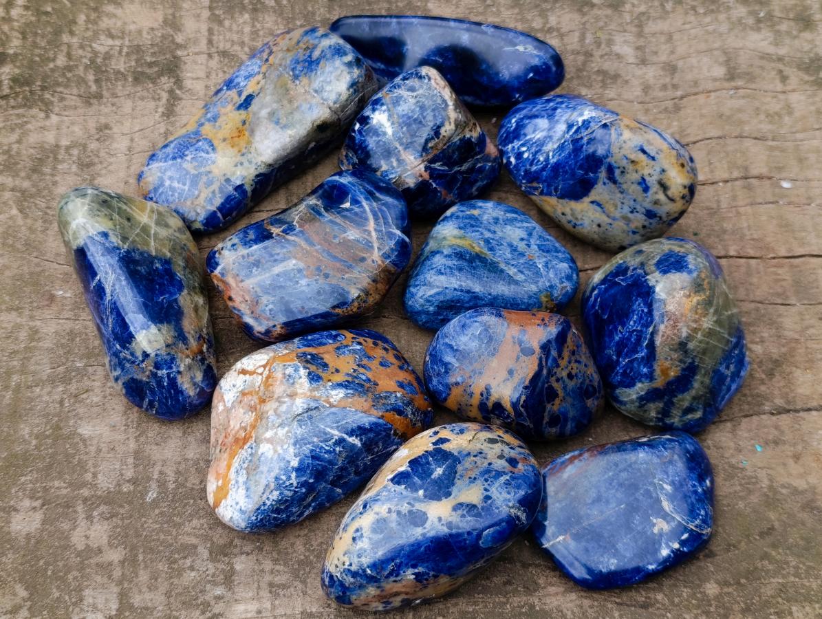 Polished Sodalite Free Forms x 12 From Kunene River, Namibia