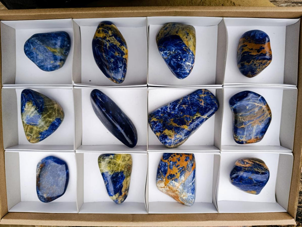Polished Sodalite Free Forms x 12 From Kunene River, Namibia