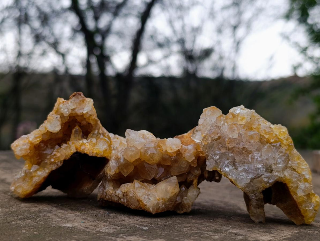 Natural Golden Limonite Quartz Clusters x 24 From Solwezi, Zambia