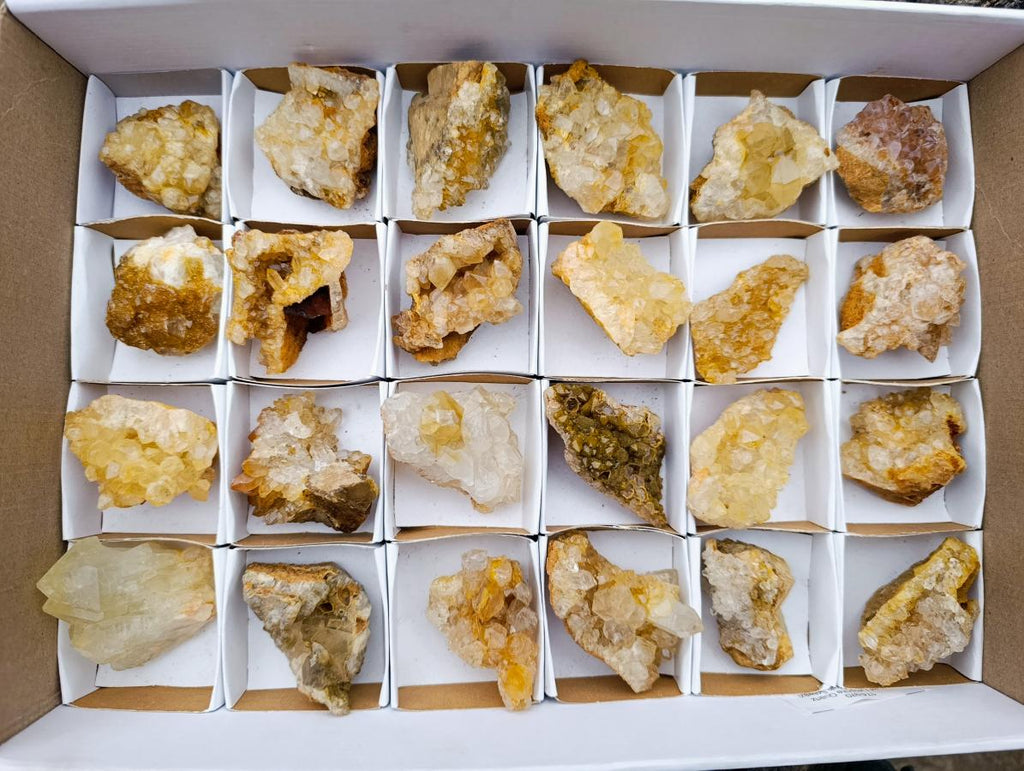 Natural Golden Limonite Quartz Clusters x 24 From Solwezi, Zambia