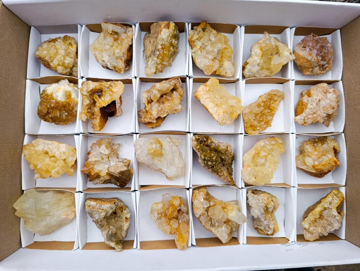 Natural Golden Limonite Quartz Clusters x 24 From Solwezi, Zambia