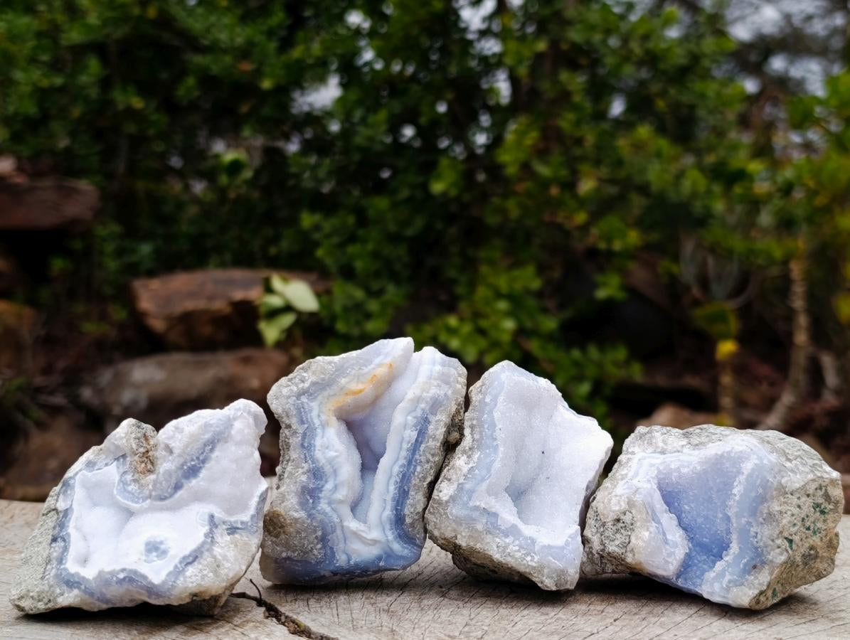 Natural Blue Lace Agate Geode Specimens x 22 From Nsanje, Malawi
