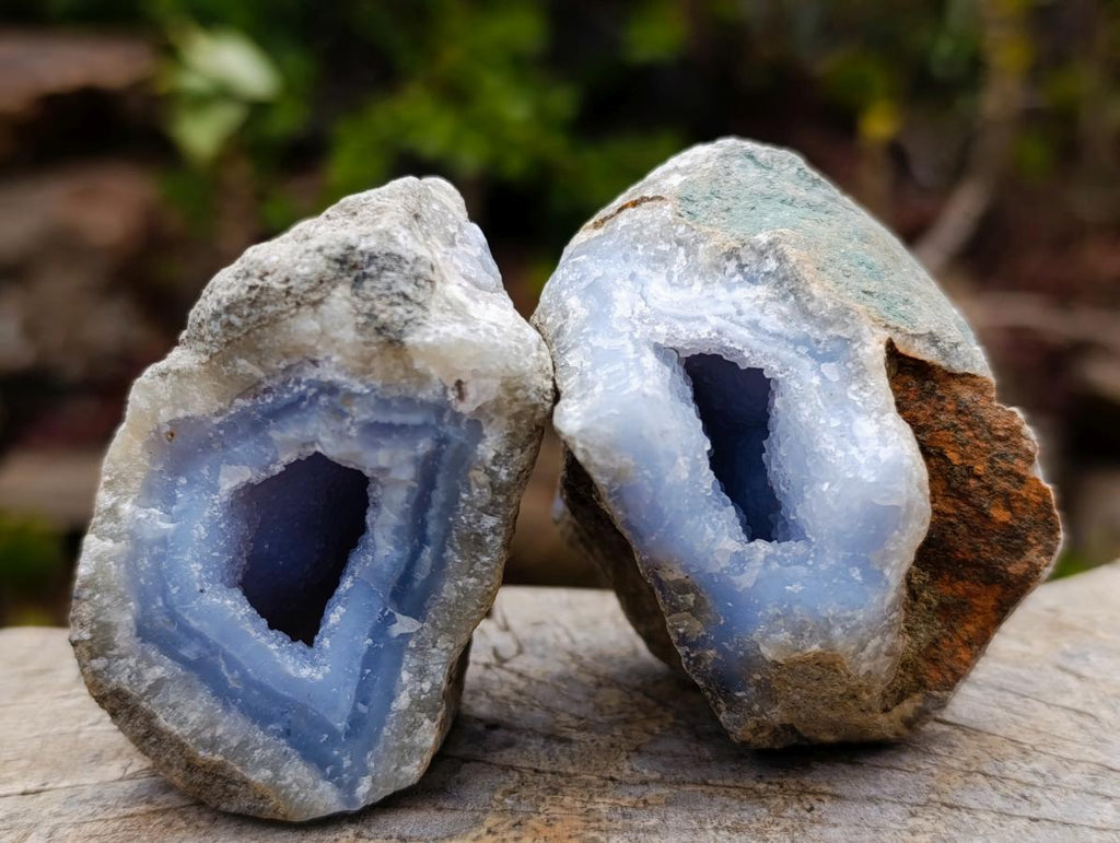 Natural Blue Lace Agate Geode Specimens x 22 From Nsanje, Malawi