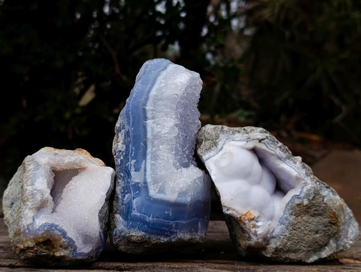 Natural Blue Lace Agate Geode Specimens x 22 From Nsanje, Malawi