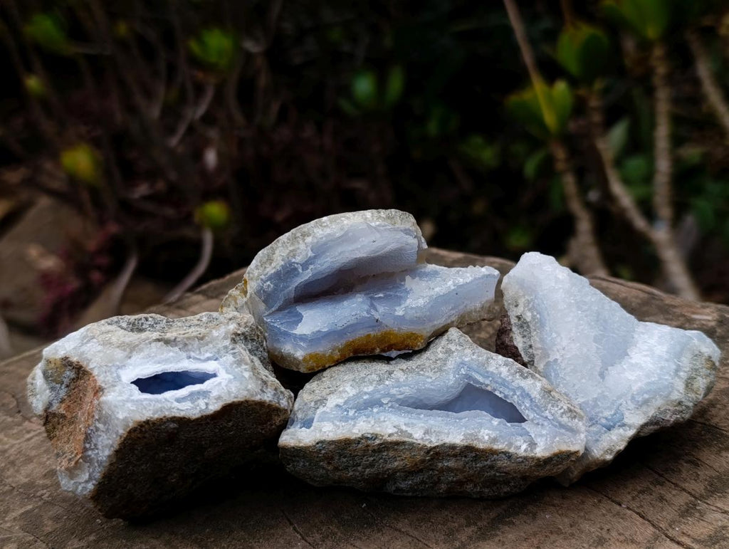 Natural Blue Lace Agate Geode Specimens x 22 From Nsanje, Malawi