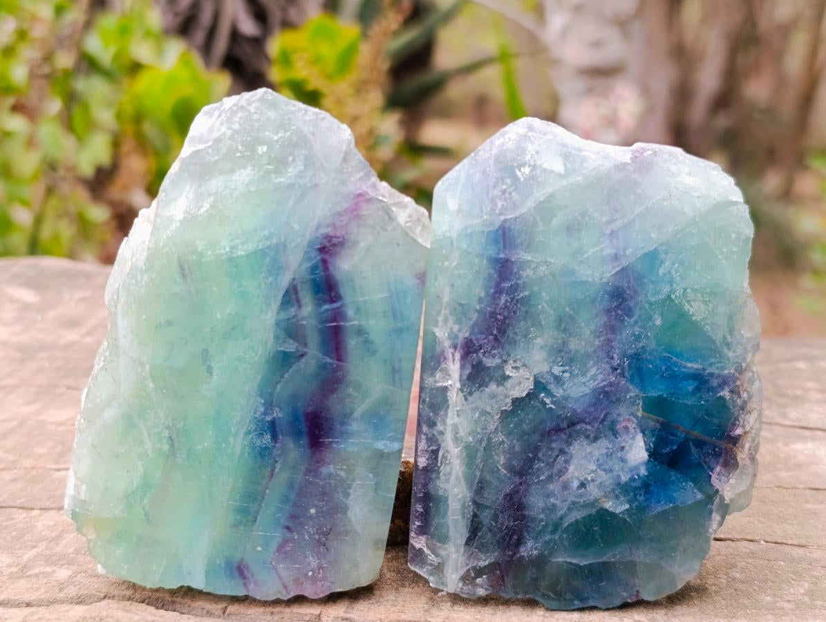 Polished One Side Watermelon Fluorite Slices x 6 From Uis, Namibia