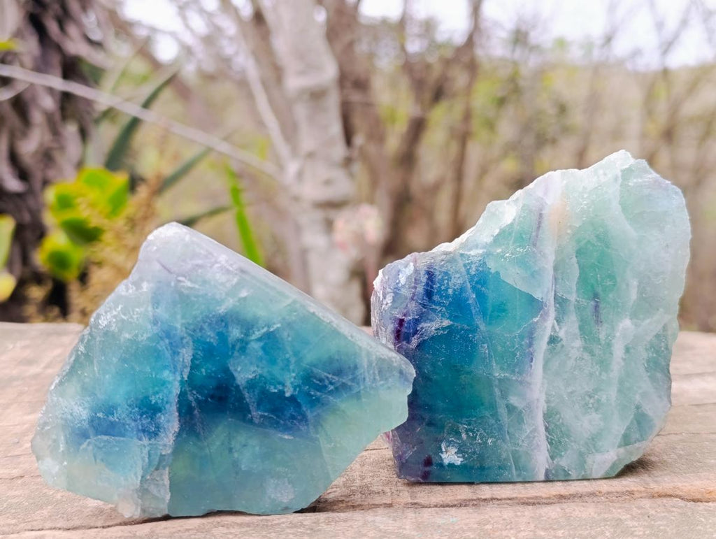 Polished One Side Watermelon Fluorite Slices x 6 From Uis, Namibia