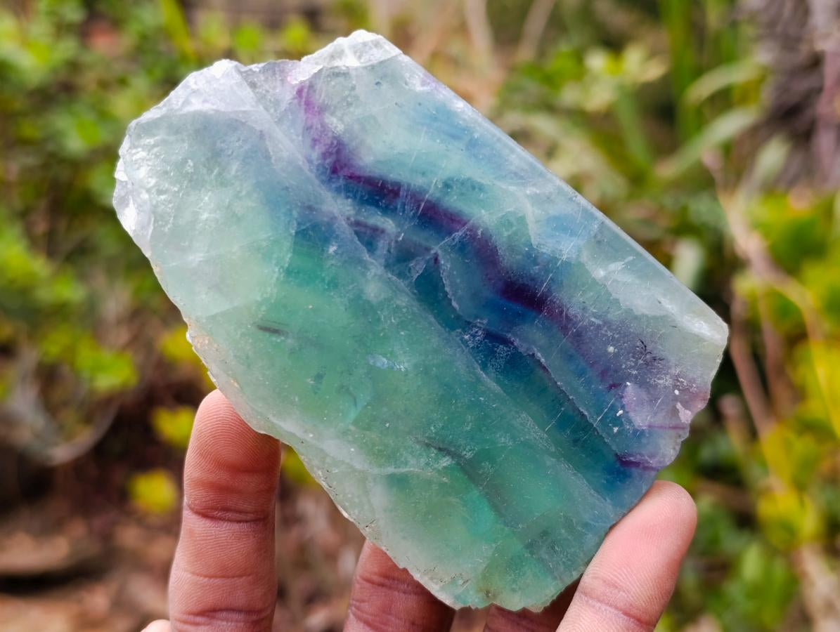 Polished One Side Watermelon Fluorite Slices x 6 From Uis, Namibia