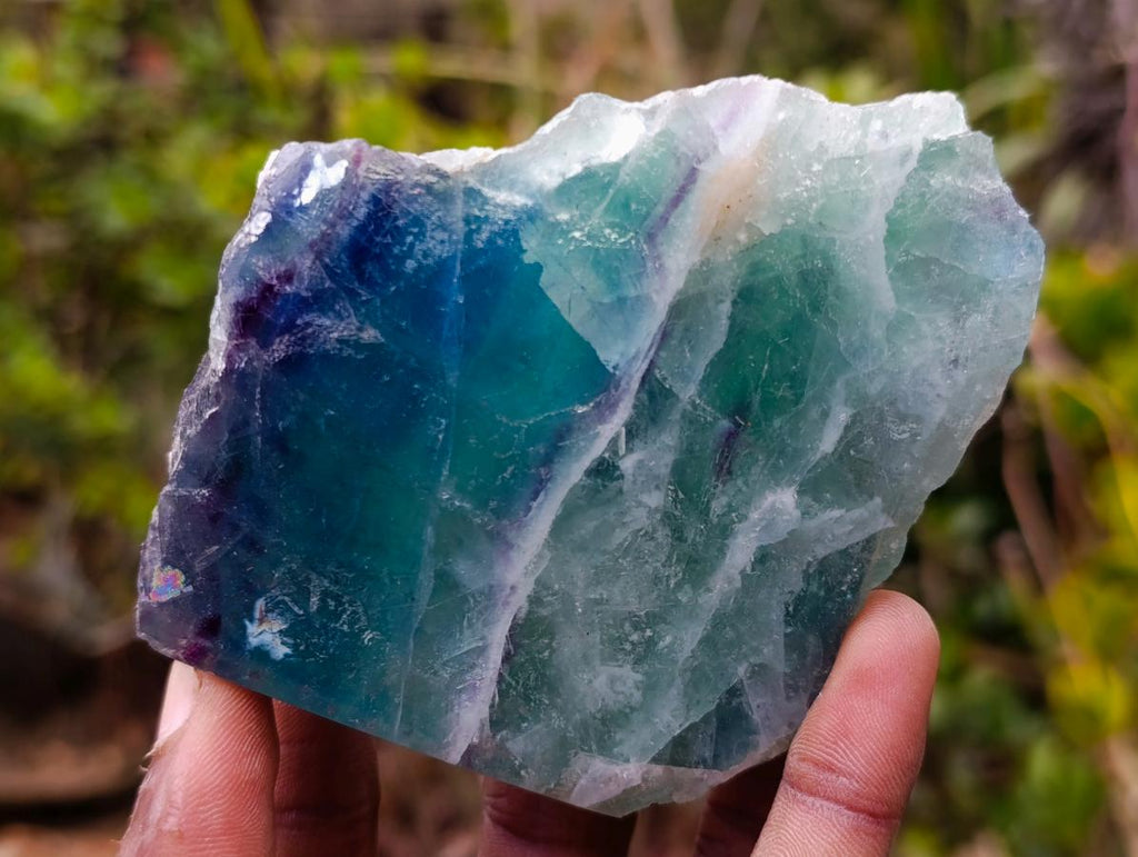 Polished One Side Watermelon Fluorite Slices x 6 From Uis, Namibia