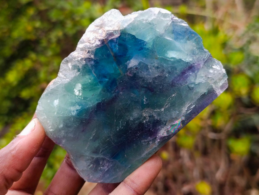 Polished One Side Watermelon Fluorite Slices x 6 From Uis, Namibia