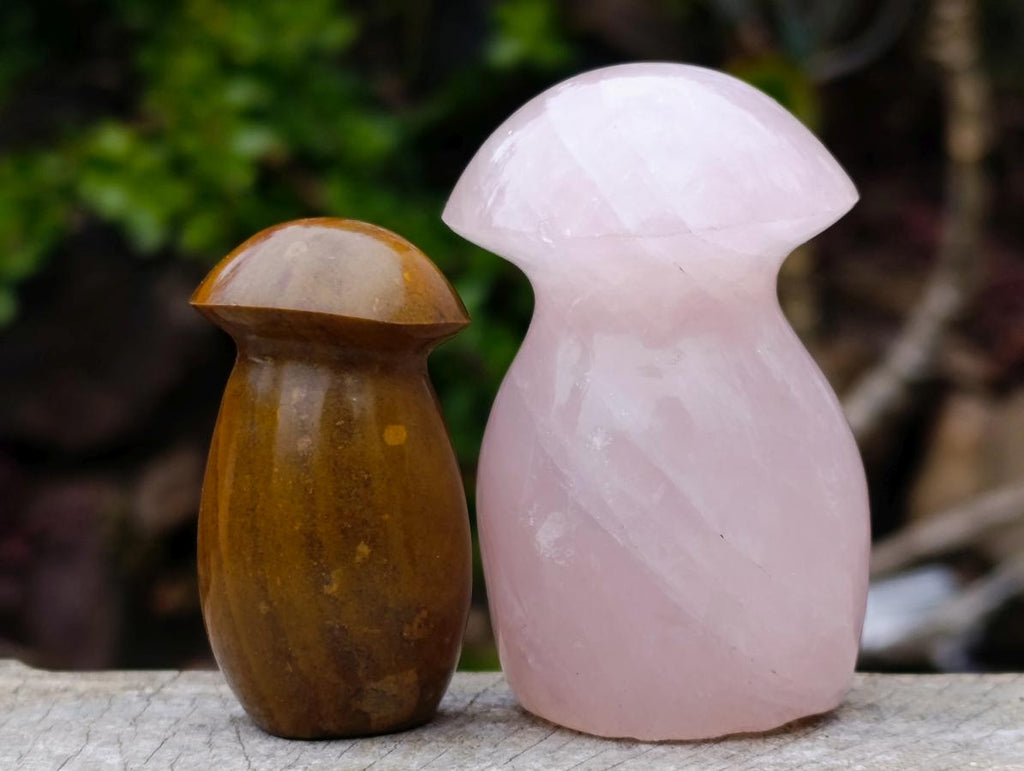 Polished Mix of Rose Quartz and Ocean Jasper Mini Mushrooms x 25 From Madagascar