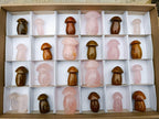 Polished Mix of Rose Quartz and Ocean Jasper Mini Mushrooms x 25 From Madagascar