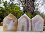 Polished Banded Agate Crystal Shaped Slices x 12 From Madagascar