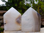 Polished Banded Agate Crystal Shaped Slices x 12 From Madagascar