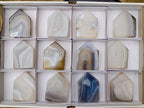 Polished Banded Agate Crystal Shaped Slices x 12 From Madagascar