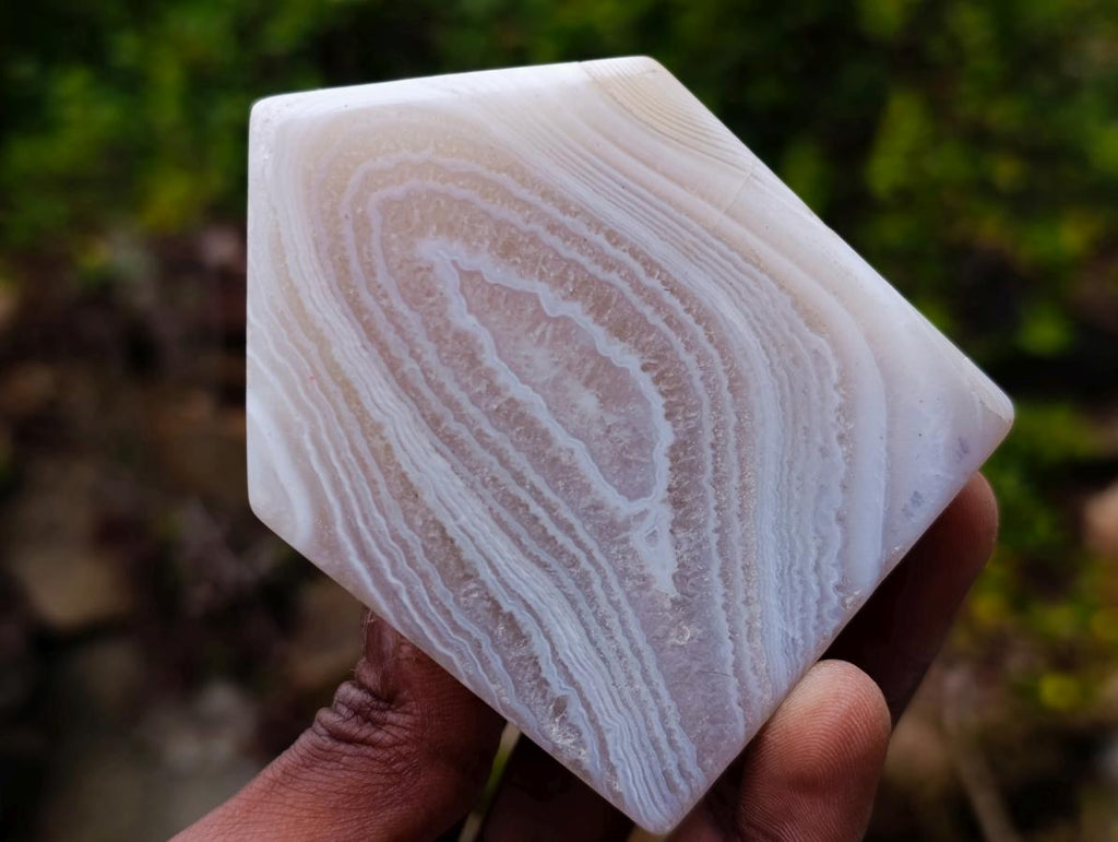 Polished Banded Agate Crystal Shaped Slices x 12 From Madagascar