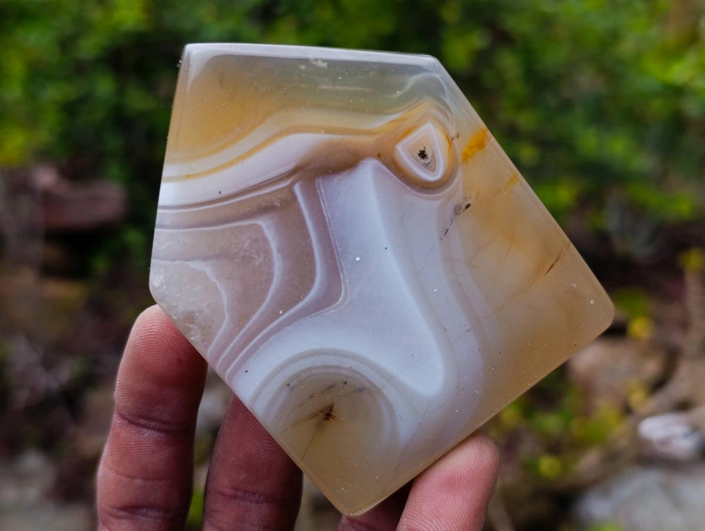 Polished Banded Agate Crystal Shaped Slices x 12 From Madagascar