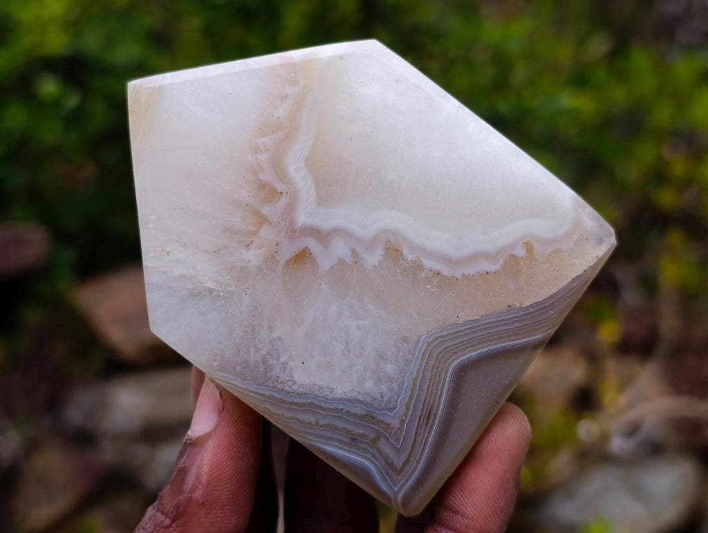 Polished Banded Agate Crystal Shaped Slices x 12 From Madagascar