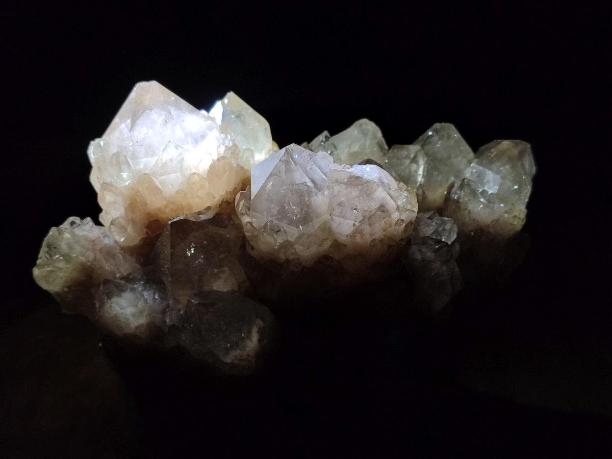 Natural Cascading White Phantom Smokey Luena Quartz Clusters x 2 From Luena, Congo - Toprock Gemstones and Minerals 