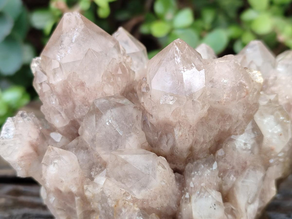 Natural Cascading White Phantom Smokey Luena Quartz Clusters x 2 From Luena, Congo - Toprock Gemstones and Minerals 