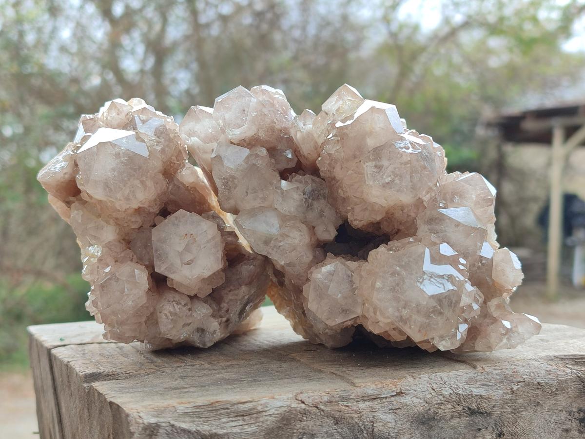 Natural Cascading White Phantom Smokey Luena Quartz Clusters x 2 From Luena, Congo - Toprock Gemstones and Minerals 