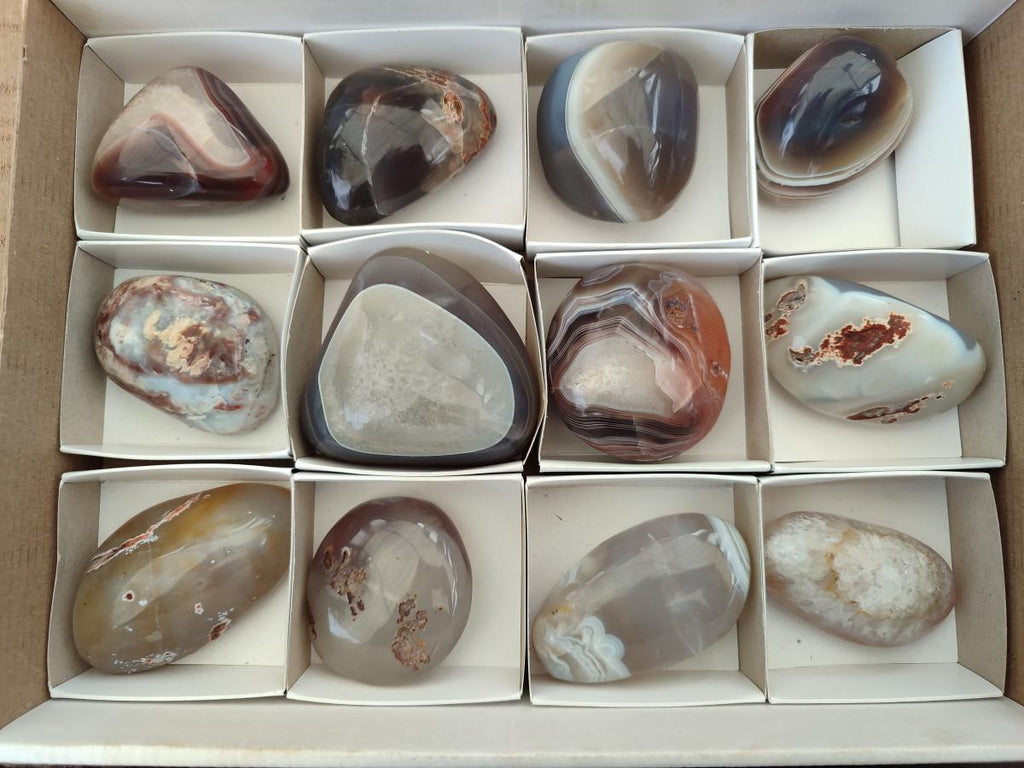 Polished and Natural Red Shashe River Agate Free Forms x 12 From Shashe River, Zimbabwe - Toprock Gemstones and Minerals 