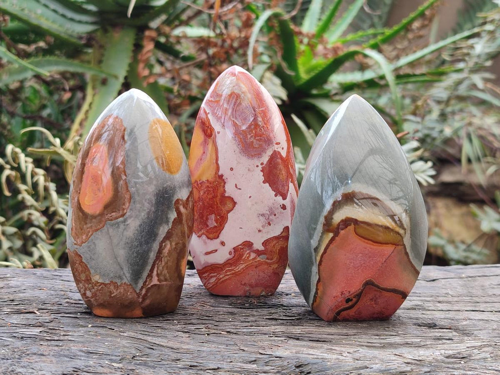 Polished Polychrome Jasper Standing Display Pieces x 3 From NW Coast, Madagascar - Toprock Gemstones and Minerals 
