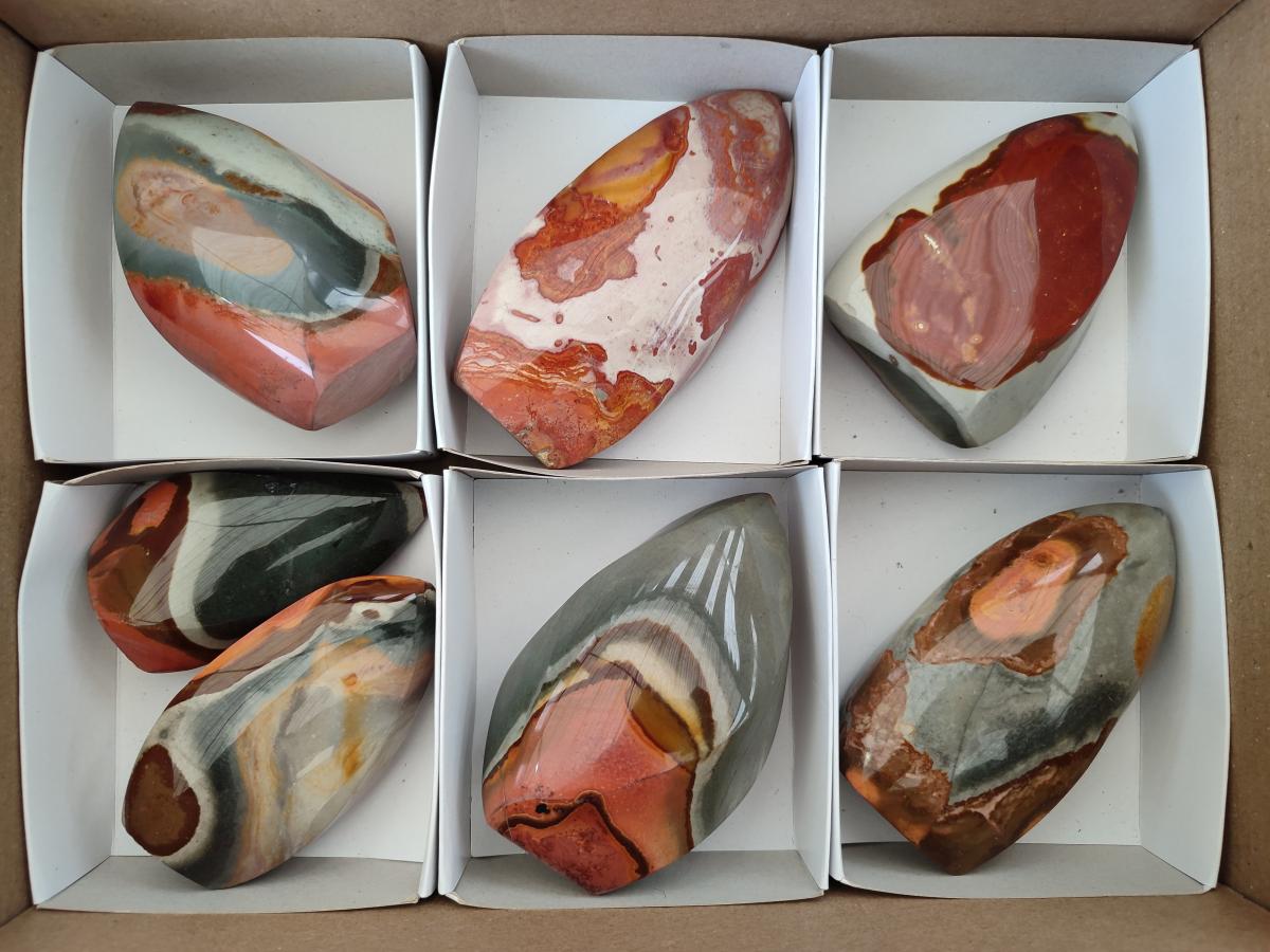 Polished Polychrome Jasper Standing Display Pieces x 3 From NW Coast, Madagascar - Toprock Gemstones and Minerals 