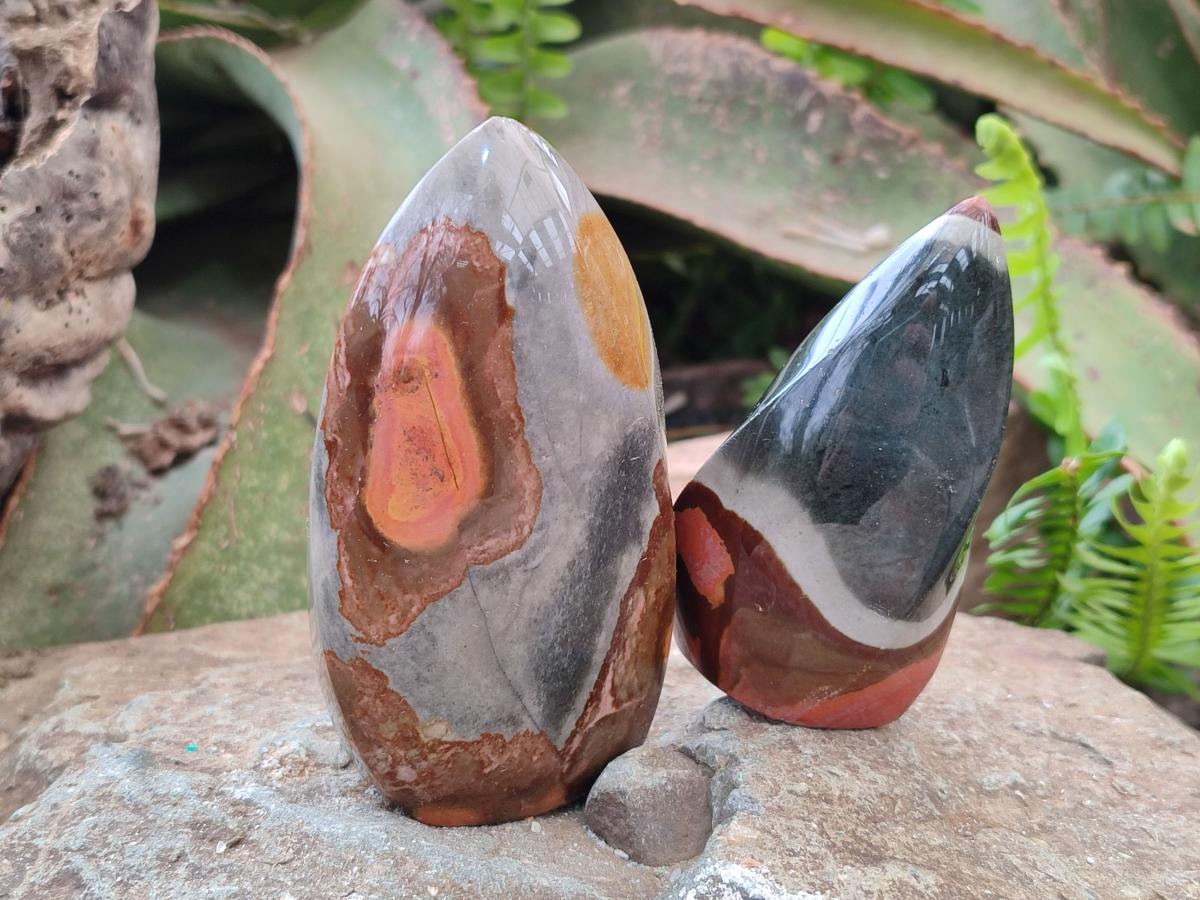 Polished Polychrome Jasper Standing Display Pieces x 3 From NW Coast, Madagascar - Toprock Gemstones and Minerals 