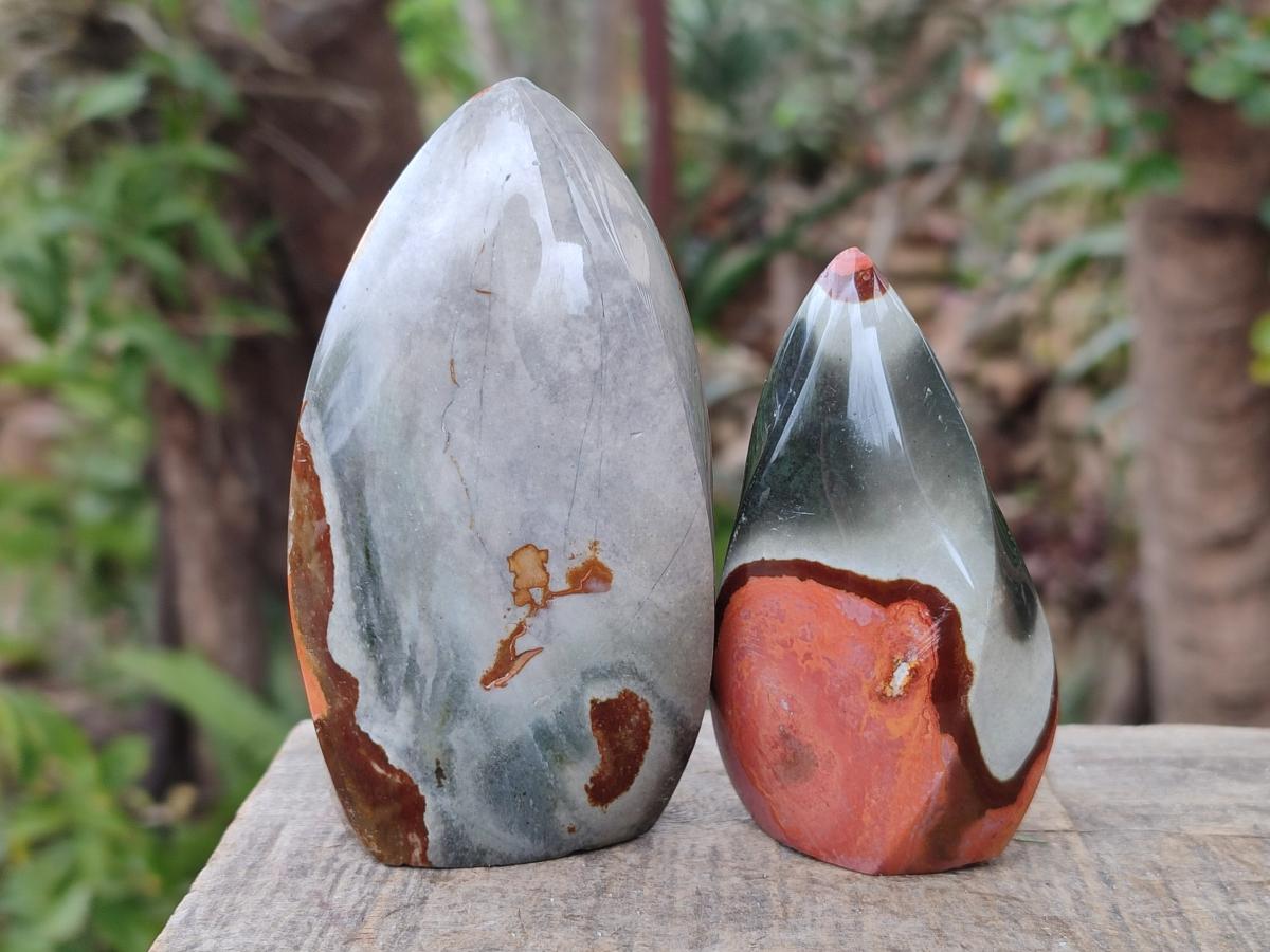 Polished Polychrome Jasper Standing Display Pieces x 3 From NW Coast, Madagascar - Toprock Gemstones and Minerals 