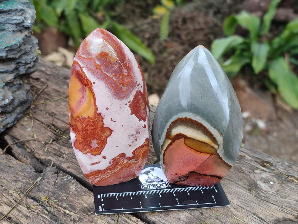 Polished Polychrome Jasper Standing Display Pieces x 3 From NW Coast, Madagascar - Toprock Gemstones and Minerals 