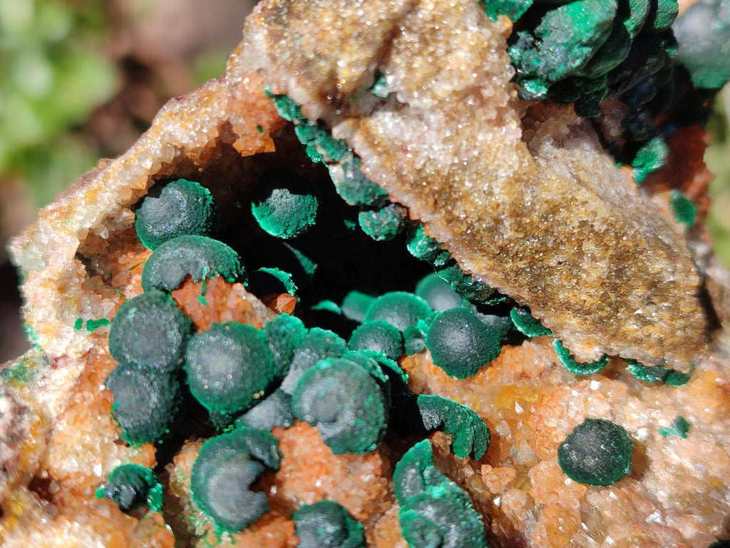 Natural Ball Malachite Specimens Coated with Limonite Quartz on Dolomite x 2 From Mindingi Mine, Congo - Toprock Gemstones and Minerals 