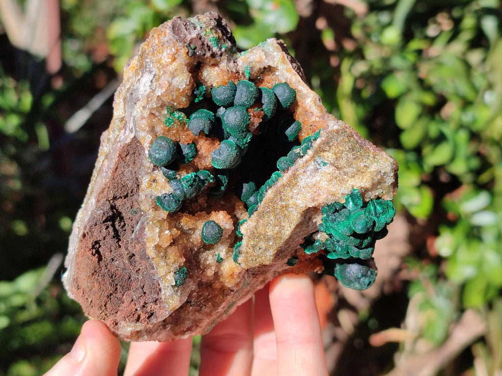 Natural Ball Malachite Specimens Coated with Limonite Quartz on Dolomite x 2 From Mindingi Mine, Congo - Toprock Gemstones and Minerals 