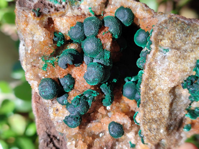 Natural Ball Malachite Specimens Coated with Limonite Quartz on Dolomite x 2 From Mindingi Mine, Congo - Toprock Gemstones and Minerals 