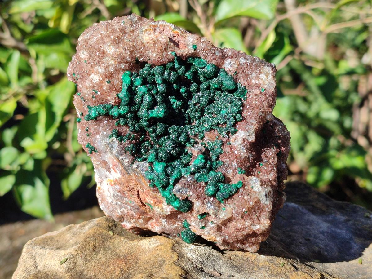 Natural Ball Malachite Specimens Coated with Limonite Quartz on Dolomite x 2 From Mindingi Mine, Congo - Toprock Gemstones and Minerals 