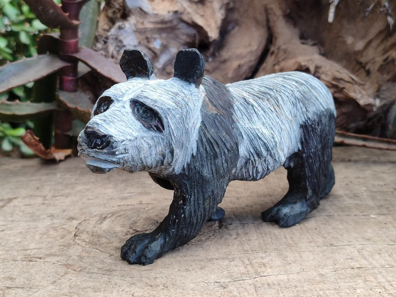 Hand Made Large Panda Soapstone Carving x 1 From Zimbabwe - Toprock Gemstones and Minerals 