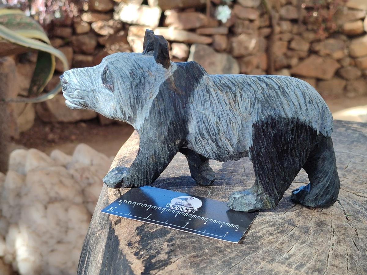 Hand Made Large Panda Soapstone Carving x 1 From Zimbabwe - Toprock Gemstones and Minerals 