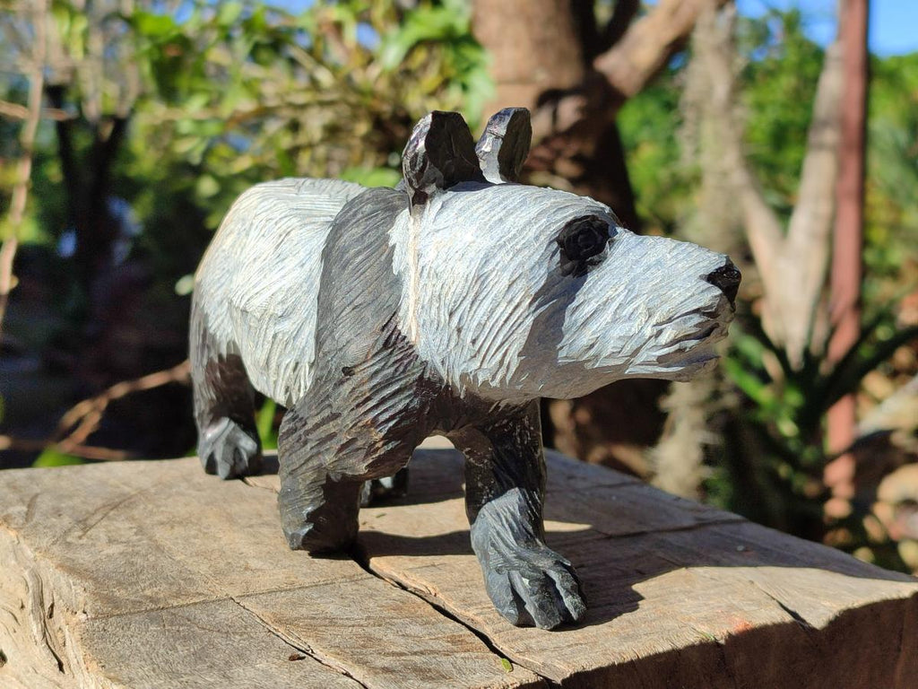 Hand Made Large Panda Soapstone Carving x 1 From Zimbabwe - Toprock Gemstones and Minerals 
