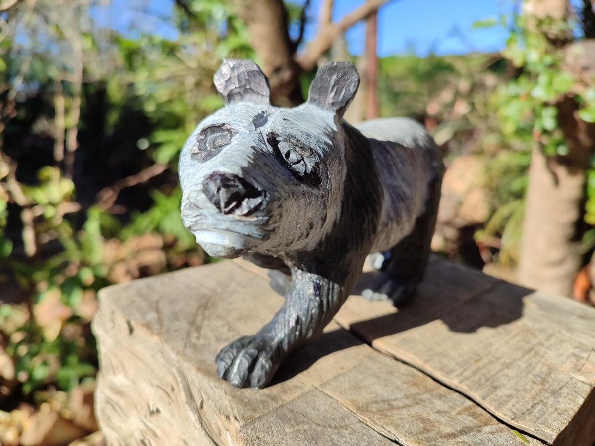 Hand Made Large Panda Soapstone Carving x 1 From Zimbabwe - Toprock Gemstones and Minerals 