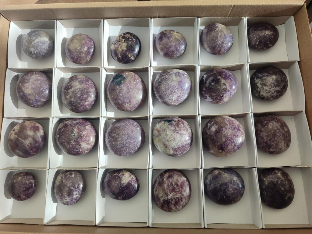 Polished Lepidolite Galets x 24 From Ambatondrazaka, Madagascar - Toprock Gemstones and Minerals 
