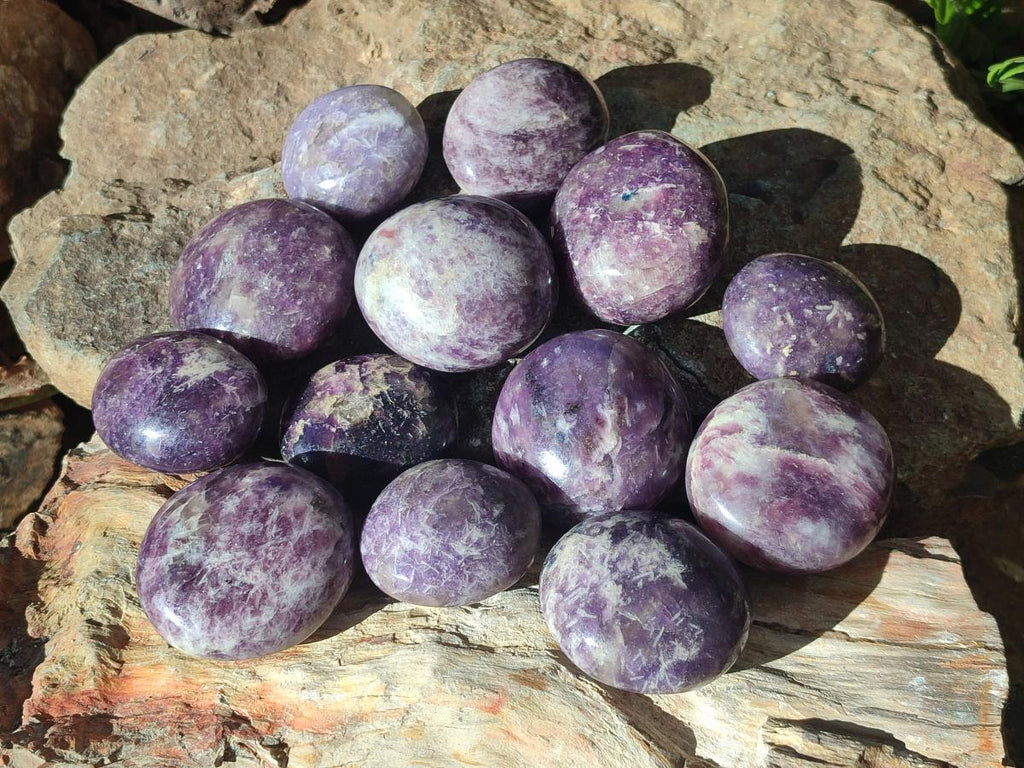 Polished Lepidolite Galets x 24 From Ambatondrazaka, Madagascar - Toprock Gemstones and Minerals 