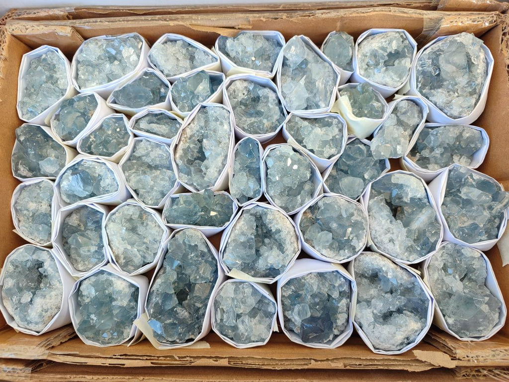 Natural Mini Blue Celestite Specimens x 4,2 Kg Lot From Sakoany, Madagascar - Toprock Gemstones and Minerals 