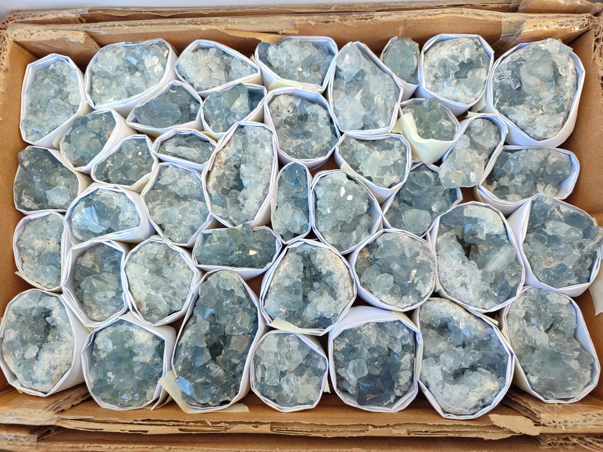 Natural Mini Blue Celestite Specimens x 4,2 Kg Lot From Sakoany, Madagascar - Toprock Gemstones and Minerals 