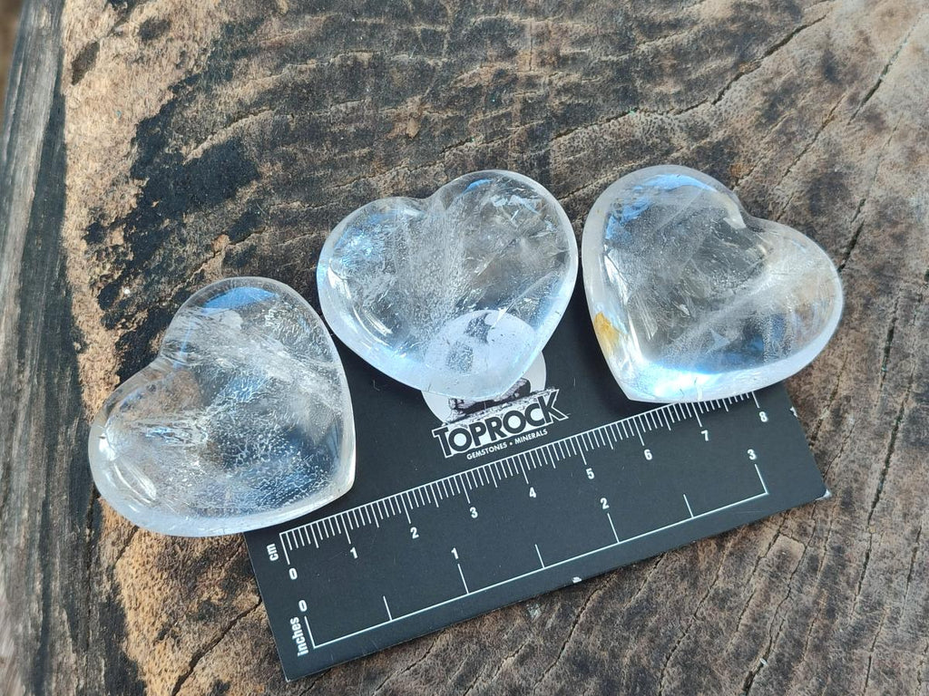 Polished Small Rock Crystal Hearts x 35 From Amoron’i Mania, Madagascar - Toprock Gemstones and Minerals 