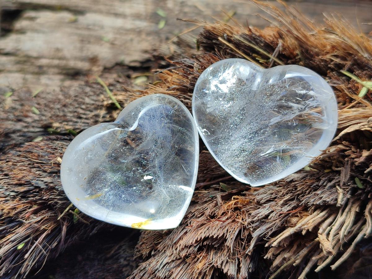 Polished Small Rock Crystal Hearts x 35 From Amoron’i Mania, Madagascar - Toprock Gemstones and Minerals 
