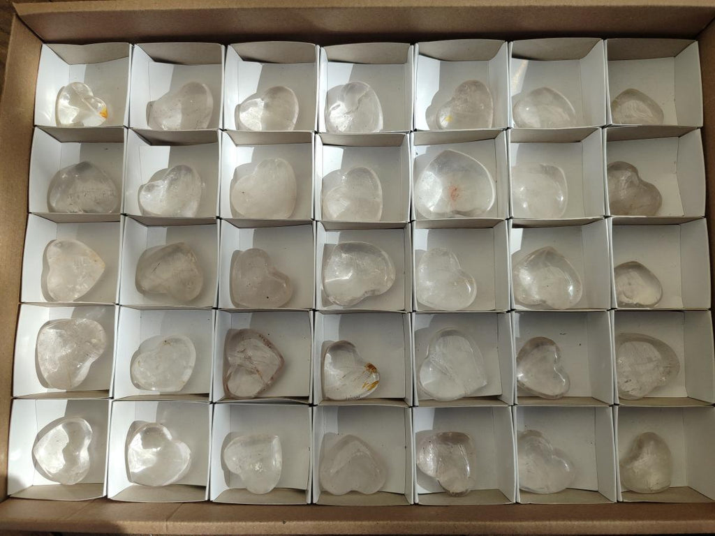Polished Small Rock Crystal Hearts x 35 From Amoron’i Mania, Madagascar - Toprock Gemstones and Minerals 