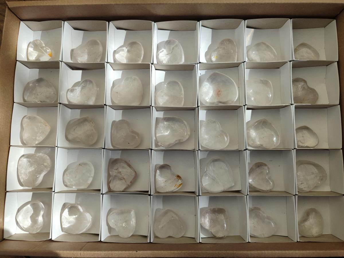Polished Small Rock Crystal Hearts x 35 From Amoron’i Mania, Madagascar - Toprock Gemstones and Minerals 