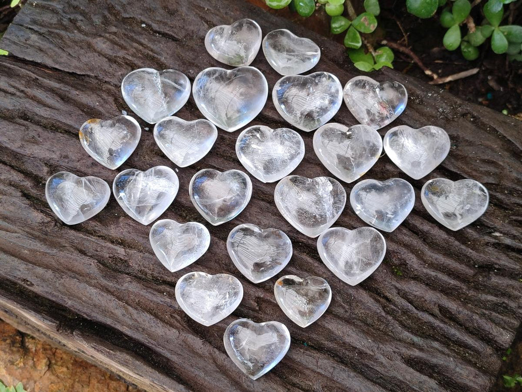 Polished Small Rock Crystal Hearts x 35 From Amoron’i Mania, Madagascar - Toprock Gemstones and Minerals 