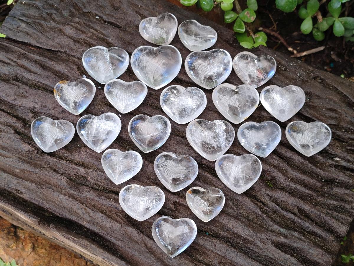 Polished Small Rock Crystal Hearts x 35 From Amoron’i Mania, Madagascar - Toprock Gemstones and Minerals 