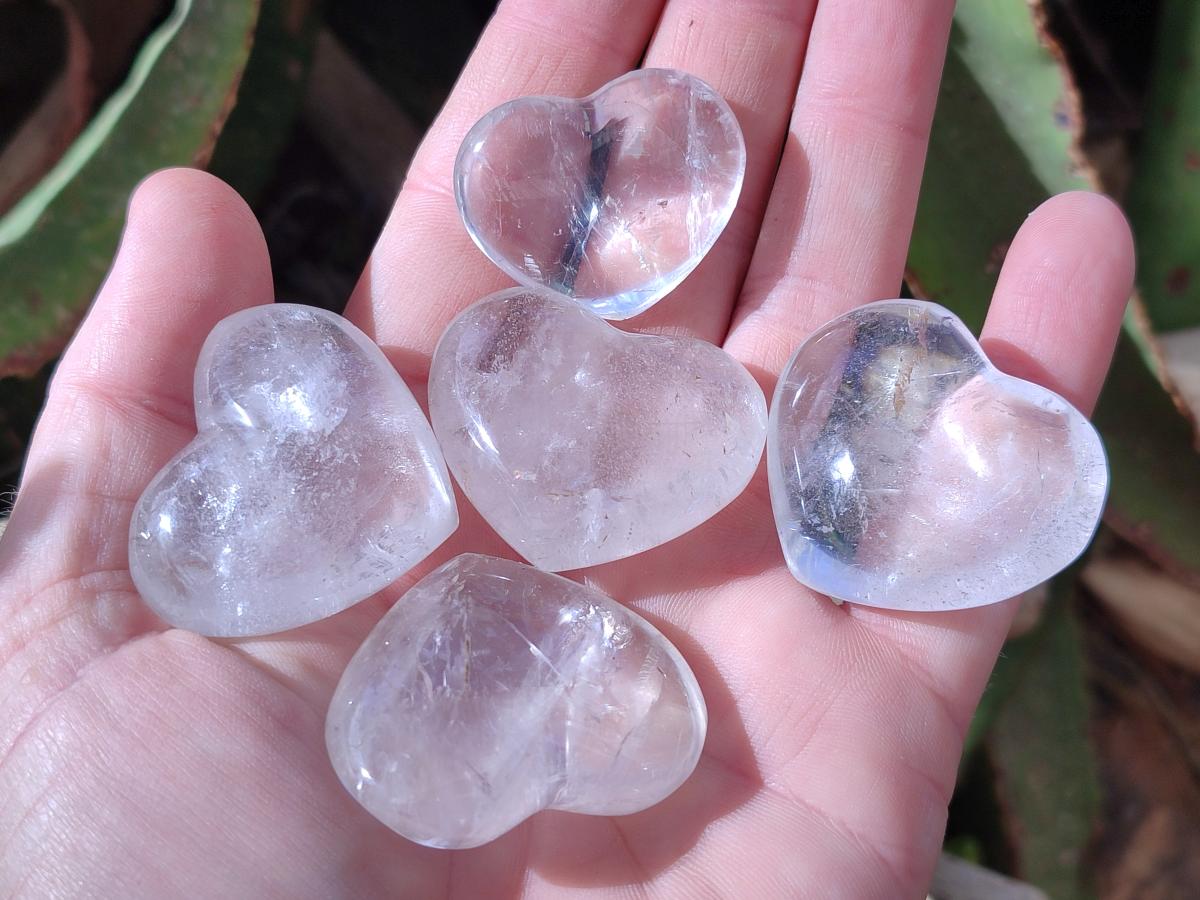 Polished Small Rock Crystal Hearts x 35 From Amoron’i Mania, Madagascar - Toprock Gemstones and Minerals 